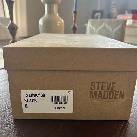 Steve Madden Sz 8 Black slinky30 Platform Stretch Fabric Slides Sandals Italy - Picture 3 of 4